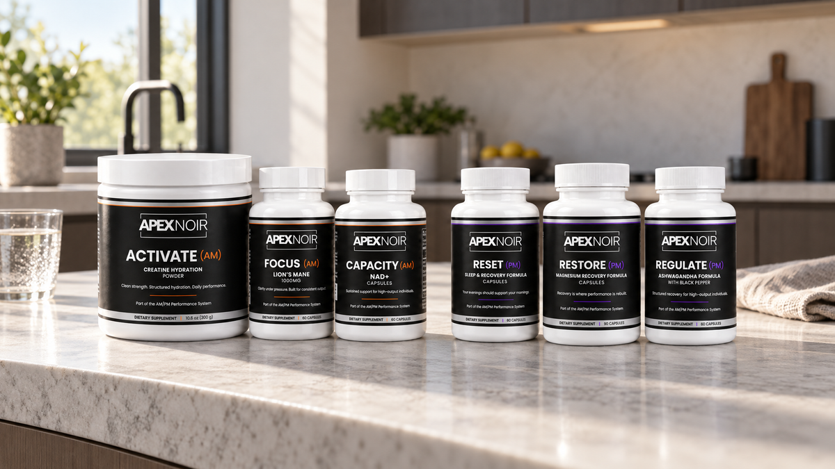 Apex Noir AM and PM performance system in a lifestyle kitchen setting